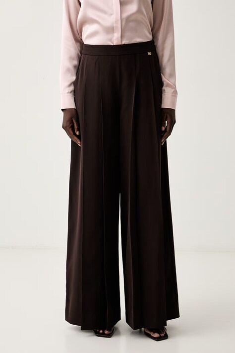 Marciano by Guess wide leg hlače za žene KAMILA smeđe srednje visoki struk G6YB12 W3205