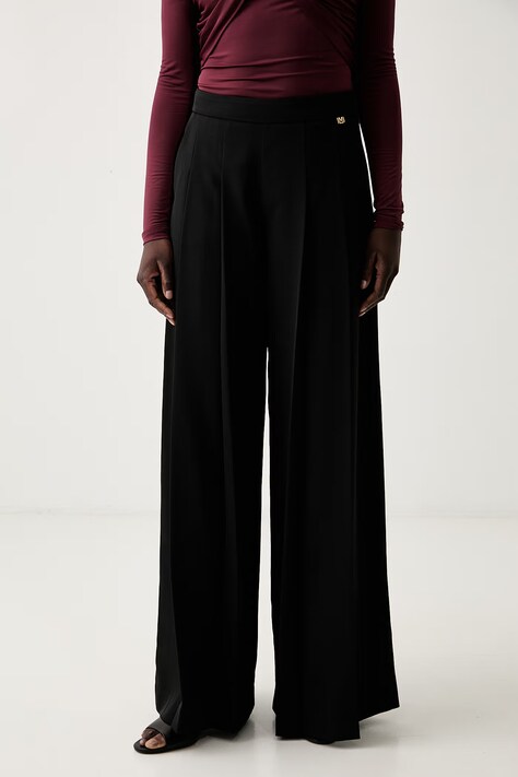Marciano by Guess wide leg hlače za žene KAMILA crne srednje visoki struk G6YB12 W3205