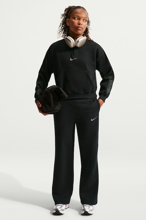 Nike Спортивные штаны для детей с хлопком Nike Studio Fleece чёрные regular waist IM4983