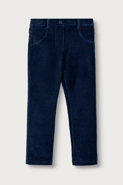 United Colors of Benetton Spodnie dziecięce sztruksowe granatowe regular waist 4DZBGE00L