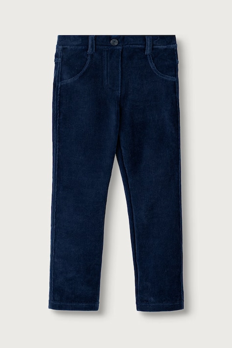 United Colors of Benetton Spodnie dziecięce sztruksowe granatowe regular waist 4DZBGE00L