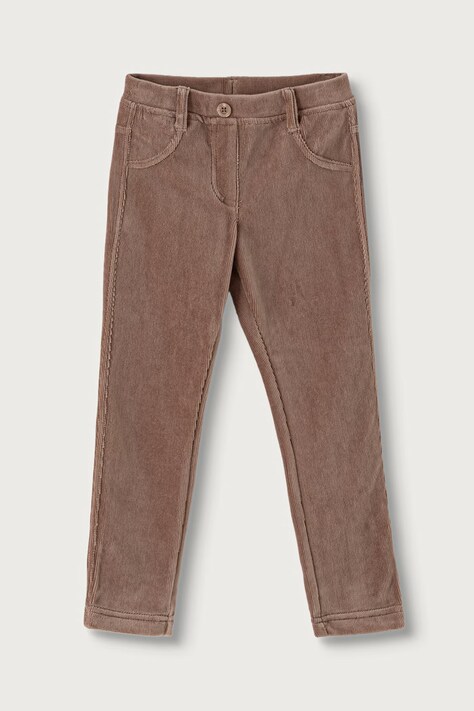 United Colors of Benetton Spodnie dziecięce sztruksowe brązowe regular waist 4DZBGE00L