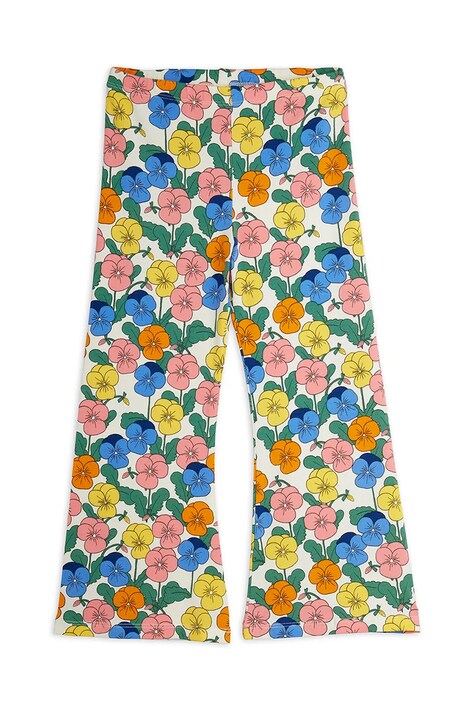 Mini Rodini spodnie flare dziecięce bawełniane z elastanem Violas multicolor high waist 26730127
