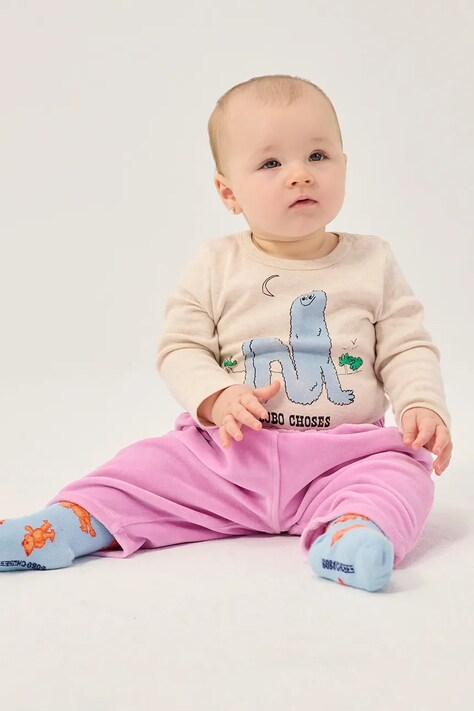 Bobo Choses teplákové nohavice dojčenské s bavlnou ružové regular waist B226AB073