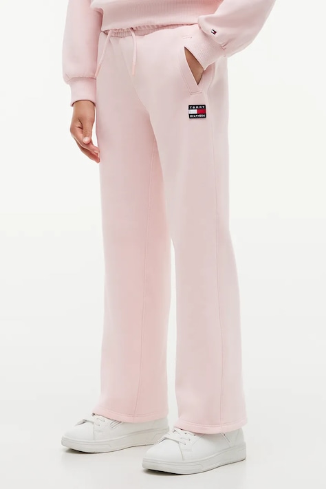 Tommy Hilfiger Spodnie dresowe dziecięce bawełniane różowe regular waist KG0KG09580