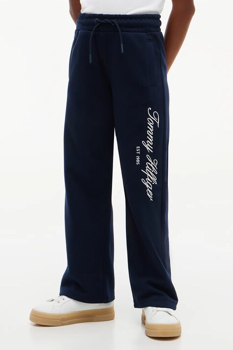 Tommy Hilfiger spodnie dresowe dziecięce z bawełną granatowe regular waist KG0KG09832