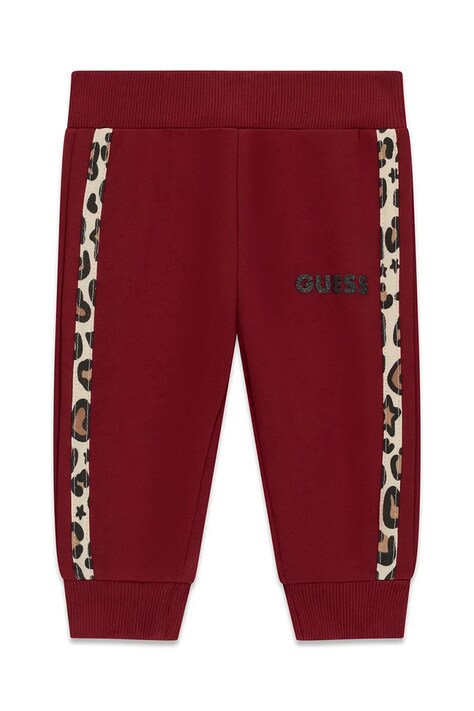Guess Spodnie dresowe dziecięce bawełniane bordowe regular waist K6BB03 K5886