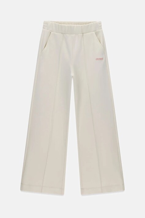 Guess Spodnie wide leg dziecięce z wiskozą beżowe high waist J6BB16 K7269
