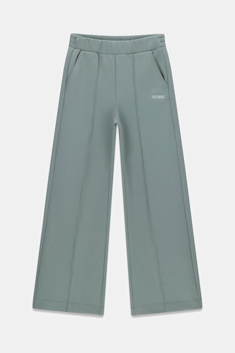 Guess Spodnie wide leg dziecięce z wiskozą turkusowe high waist J6BB16 K7269