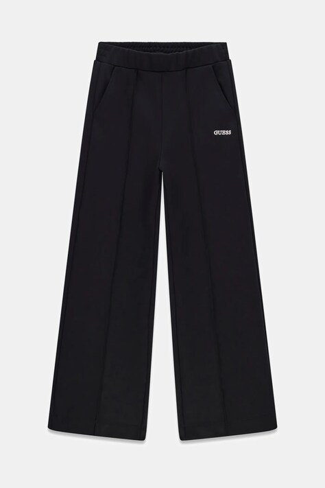 Guess Spodnie wide leg dziecięce z wiskozą czarne high waist J6BB16 K7269