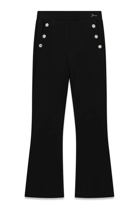 Guess Spodnie dzwony dziecięce z wiskozą czarne regular waist J6BB12 K5885