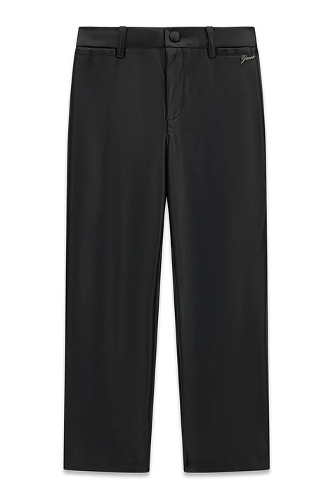 Guess Spodnie dziecięce z imitacji skóry czarne regular waist J6BB11 W3916