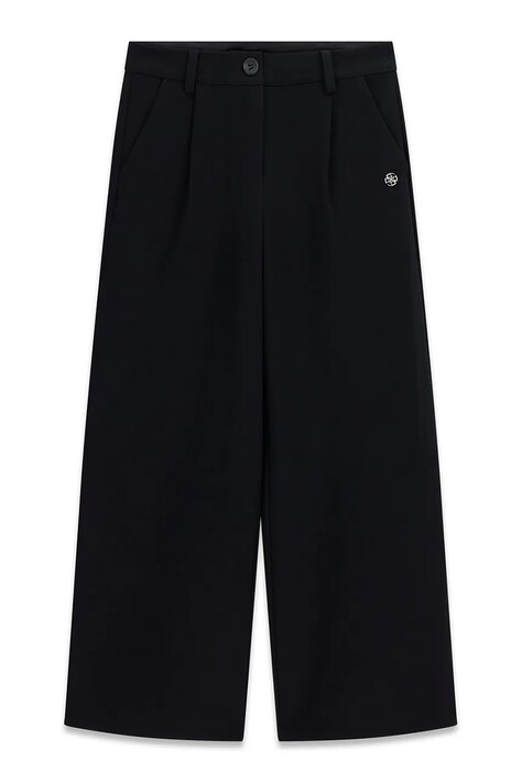 Guess Spodnie wide leg dziecięce z wiskozą czarne regular waist J6BB04 W3906