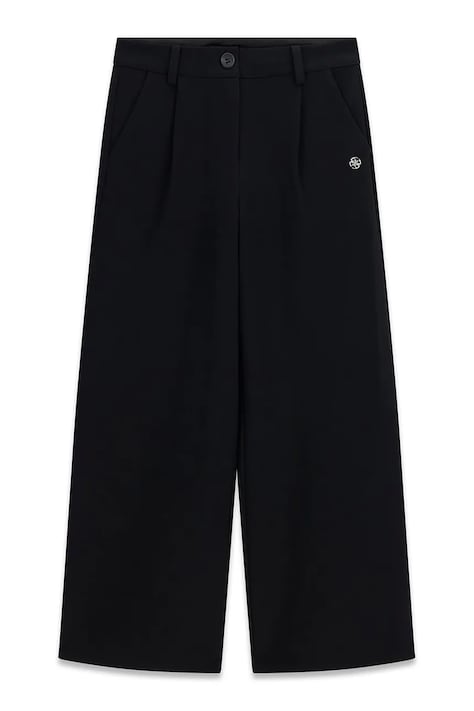 Guess Spodnie wide leg dziecięce z wiskozą czarne regular waist J6BB04 W3906