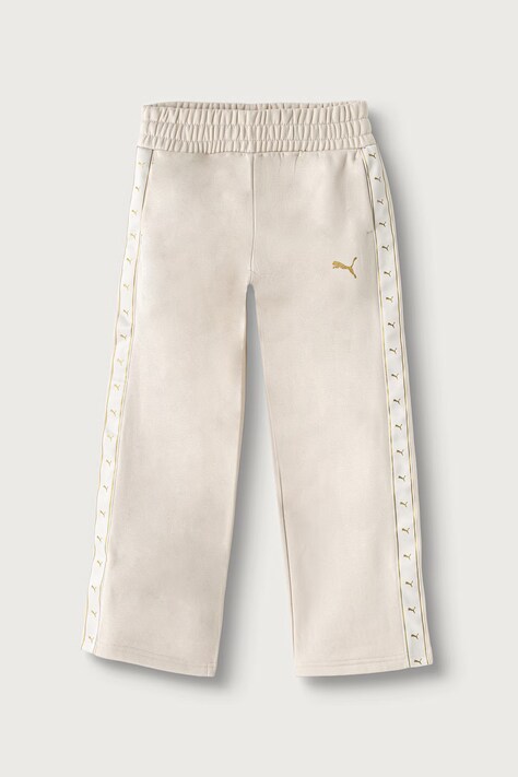 Puma spodnie dresowe dziecięce z bawełną ESS TAPE Relaxed Sweatpants beżowe regular waist 694959
