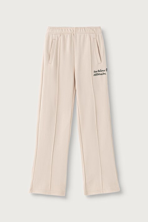 New Balance Spodnie dresowe dziecięce z bawełną beżowe regular waist YB62D0N1