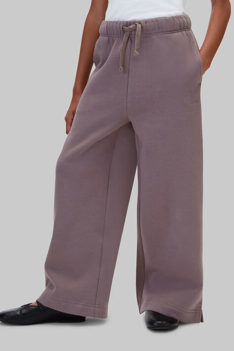 Calvin Klein Jeans Spodnie dresowe dziecięce bawełniane brązowe high waist LVCKFJC17G