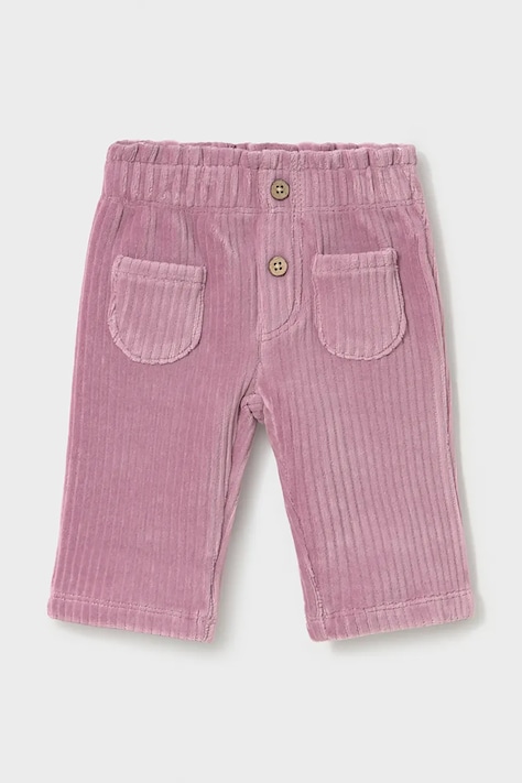 Mayoral Newborn nohavice dojčenské s bavlnou ružové regular waist 2509