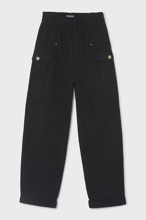 Mayoral Nohavice cargo dámske s bavlnou čierne high waist 7524