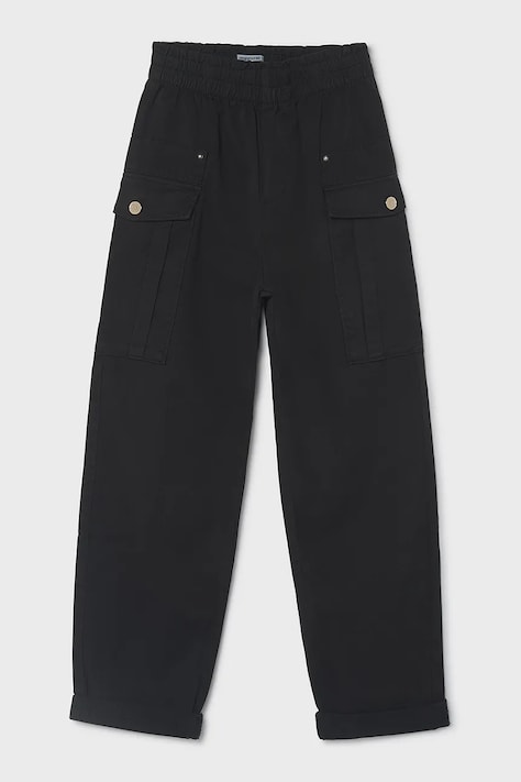 Mayoral Nohavice cargo dámske s bavlnou čierne high waist 7524