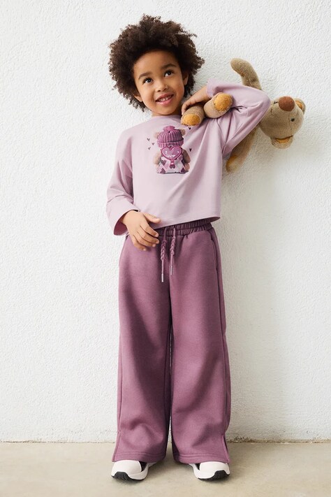 Mayoral Nohavice wide leg detské fialové high waist 4518