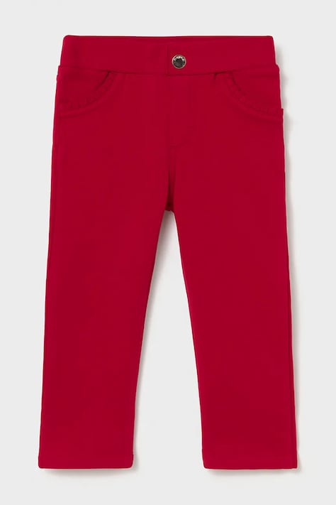 Mayoral Nohavice detské bavlnené s elastanom červené regular waist 560