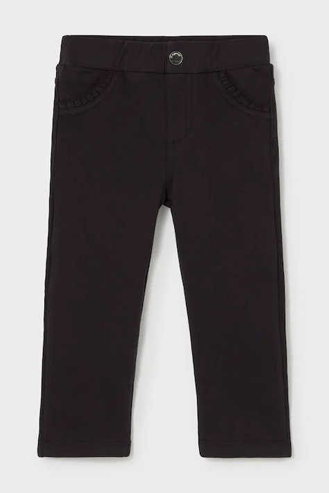 Mayoral pantaloni pentru copii din bumbac cu elastan negri regular waist 560