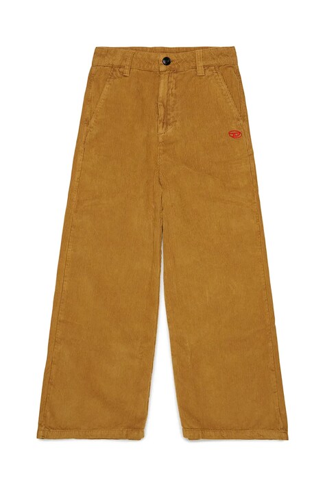 Diesel Spodnie straight dziecięce bawełniane PITTY TROUSERS brązowe regular waist J02908