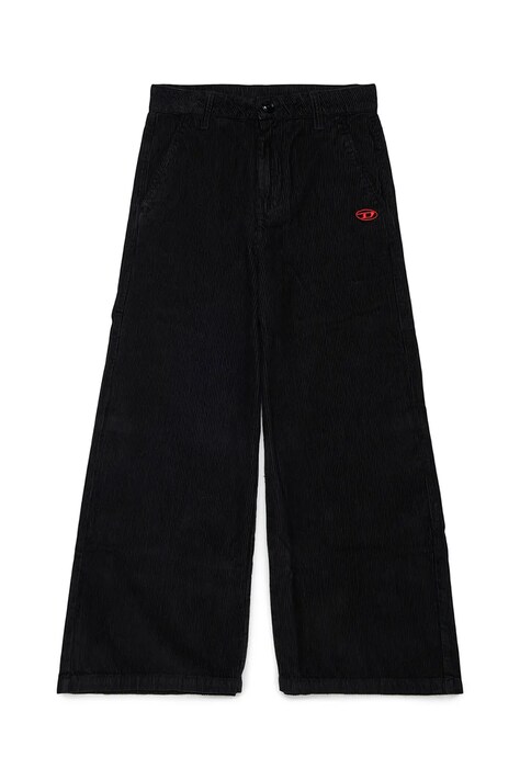 Diesel Прав панталон за деца от памук PITTY TROUSERS черен със стандартна талия J02908