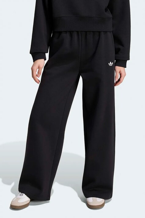 adidas Originals Teplákové nohavice detské s bavlnou čierne high waist KQ8430