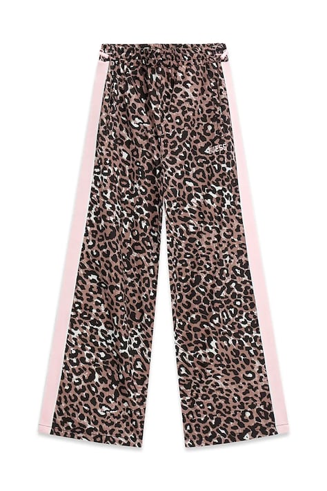 Guess spodnie dresowe dziecięce bawełniane brązowe regular waist J6YB16 W3049