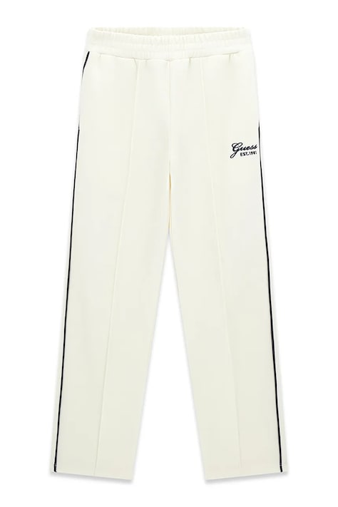 Guess spodnie dresowe dziecięce bawełniane białe regular waist J6YB12 K3932