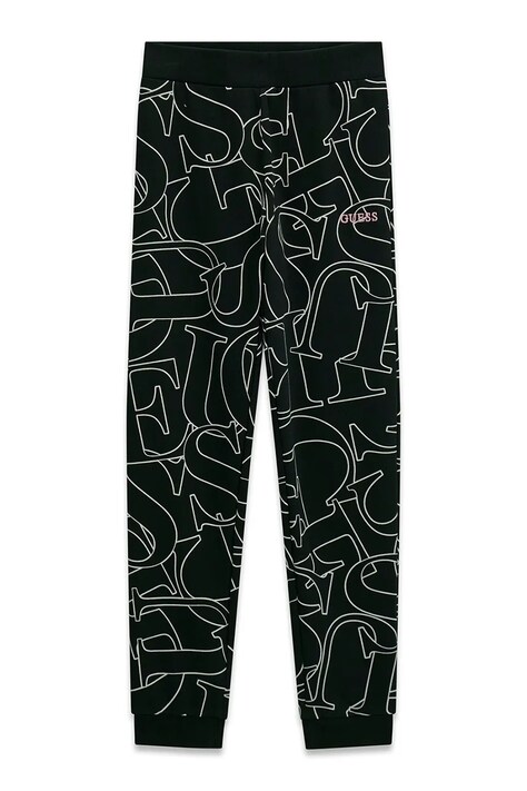 Guess spodnie dresowe dziecięce bawełniane czarne regular waist J6YB03 K3924
