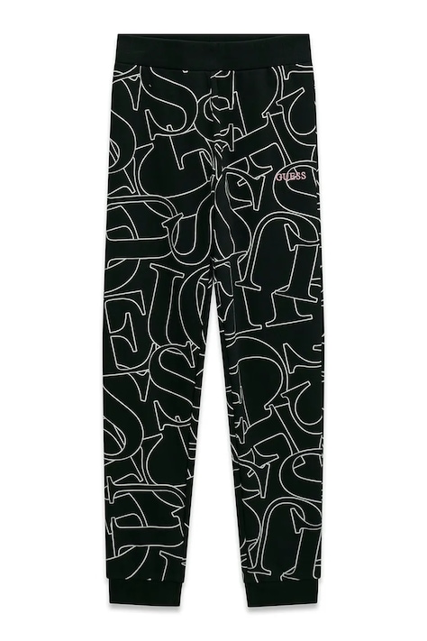 Guess tepláky dětské bavlněné černé regular waist J6YB03 K3924