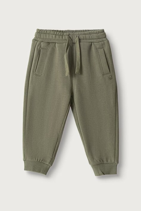 United Colors of Benetton Spodnie dresowe dziecięce bawełniane zielone regular waist 3J70GF05J