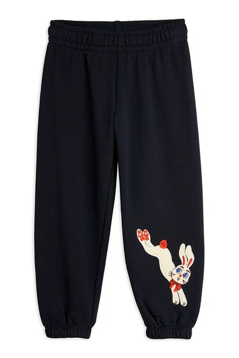 Mini Rodini Spodnie dresowe dziecięce bawełniane Rabbits czarne 26730120