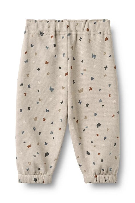 Wheat Spodnie joggery dziecięce bawełniane z elastanem beżowe regular waist 6888-624-GOTS