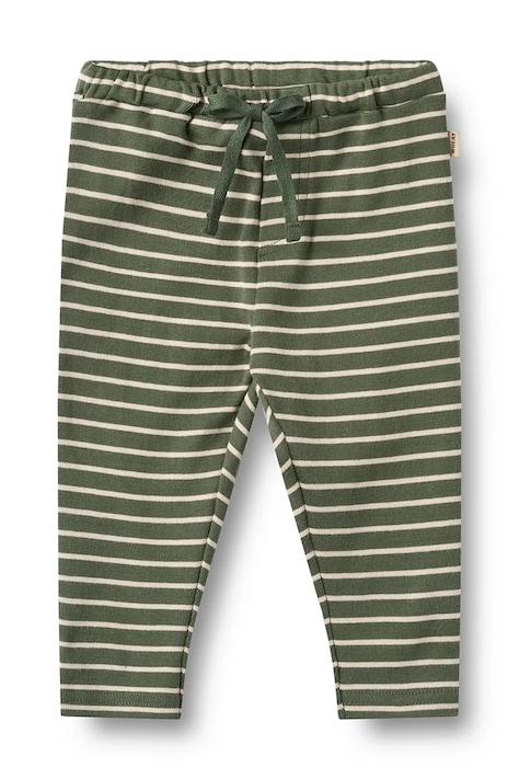 Wheat Spodnie joggery niemowlęce bawełniane zielone regular waist 6872-106-GOTS