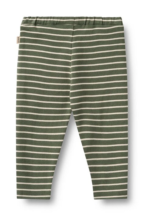 Wheat Spodnie joggery niemowlęce bawełniane zielone regular waist 6872-106-GOTS