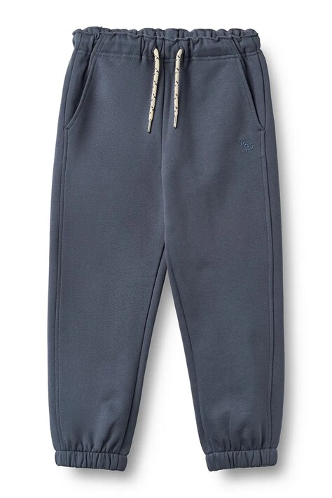 Wheat Spodnie dresowe dziecięce bawełniane granatowe regular waist 2888-672-GOTS