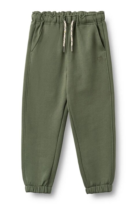 Wheat Spodnie dresowe dziecięce bawełniane zielone regular waist 2888-672-GOTS