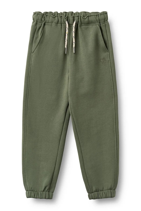 Wheat Spodnie dresowe dziecięce bawełniane zielone regular waist 2888-672-GOTS