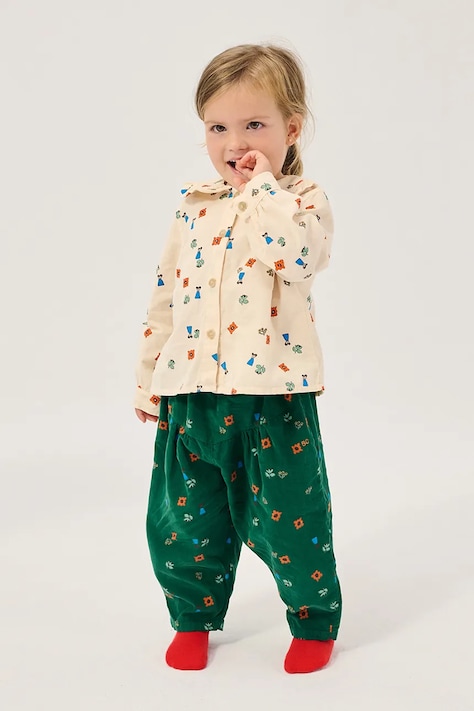 Bobo Choses Nohavice detské bavlnené Blossom zelené regular waist B226AB106