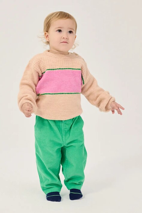 Bobo Choses hlače za bebe od pamuka Mush Monster zelene spušteni struk B226AB078