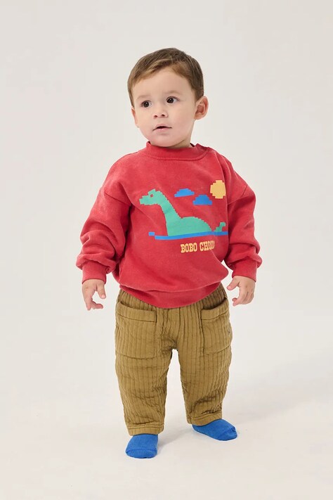Bobo Choses spodnie dresowe dziecięce bawełniane beżowe regular waist B226AB074