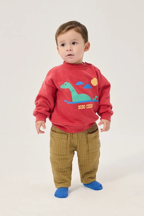 Bobo Choses spodnie dresowe dziecięce bawełniane beżowe regular waist B226AB074