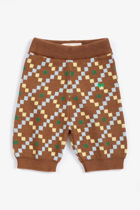 Bobo Choses Nohavice detské bavlnené Pixel hnedé regular waist B226AB028