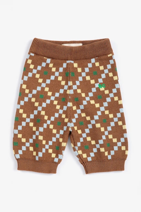 Bobo Choses Nohavice detské bavlnené Pixel hnedé regular waist B226AB028