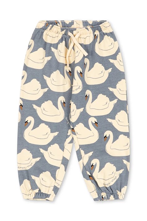 Konges Sløjd Spodnie dresowe dziecięce bawełniane LOUPY PRINT SWEAT PANTS GOTS niebieskie regular waist KS106115
