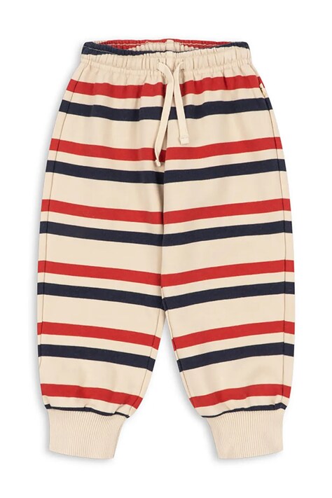 Konges Sløjd Spodnie dresowe dziecięce bawełniane LOU STRIPE SWEAT PANTS GOTS beżowe regular waist KS106117